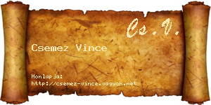 Csemez Vince névjegykártya